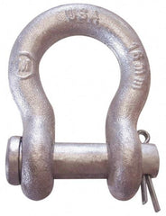 CM - 3/4" Nominal Chain Size, 5 Ton Carbon Steel Loose Anchor Shackle - 3/4" Diam, 7/8" Pin Diam, 2-13/16" High x 1-1/4" Wide Inside Jaw, 1-13/16" Inside Width, 1-3/4" Max Body Thickness - Exact Tool & Supply