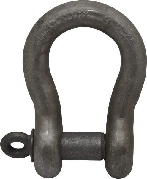 CM - 1-1/2" Nominal Chain Size, 25. Ton Alloy Steel Screw Anchor Shackle - 1-1/2" Diam, 1-5/8" Pin Diam, 5-3/4" High x 2-3/8" Wide Inside Jaw, 3-7/8" Inside Width, 3-1/2" Max Body Thickness - Exact Tool & Supply