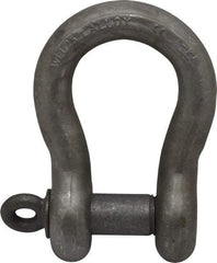 CM - 1-1/2" Nominal Chain Size, 25. Ton Alloy Steel Screw Anchor Shackle - 1-1/2" Diam, 1-5/8" Pin Diam, 5-3/4" High x 2-3/8" Wide Inside Jaw, 3-7/8" Inside Width, 3-1/2" Max Body Thickness - Exact Tool & Supply