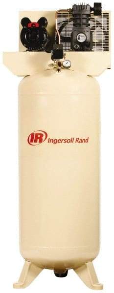 Ingersoll-Rand - 3 hp, 60 Gal Stationary Electric Vertical Air Compressor - Single Phase, 135 Max psi, 230 Volt - Exact Tool & Supply
