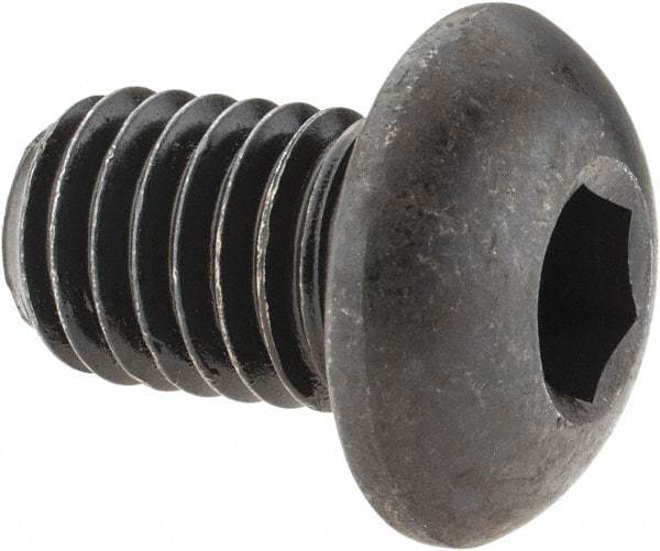 Made in USA - 1/2-13 UNC Hex Socket Drive, Button Screw - Alloy Steel, Black Oxide Finish, Fully Threaded, 3/4" Length Under Head - Exact Tool & Supply