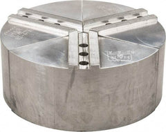 H & R Manufacturing - 1.5mm x 60° Serrated Attachment, Round Soft Lathe Chuck Jaw - 3 Jaws, Aluminum, 1.181" Btw Mount Hole Ctrs, 5" Long x 10" Wide x 4" High, 0.63" Groove, 12mm Fastener - Exact Tool & Supply