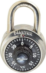 Master Lock - 1-7/8" Body Width, 3/4" Shackle Clearance, Stainless Steel Combination Lock - 9/32" Shackle Diam, 13/16" Shackle Width - Exact Tool & Supply