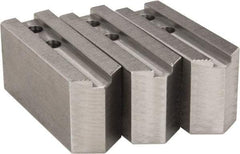H & R Manufacturing - 1.5mm x 60° Serrated Attachment, Square Soft Lathe Chuck Jaw - 3 Jaws, Steel, 1.181" Btw Mount Hole Ctrs, 5" Long x 1-3/4" Wide x 2-1/2" High, 0.63" Groove, 12mm Fastener - Exact Tool & Supply