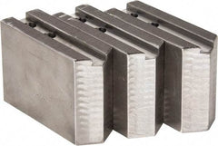 H & R Manufacturing - 1.5mm x 60° Serrated Attachment, Square Soft Lathe Chuck Jaw - 3 Jaws, Steel, 1.181" Btw Mount Hole Ctrs, 5" Long x 1-3/4" Wide x 3-1/2" High, 0.63" Groove, 12mm Fastener - Exact Tool & Supply