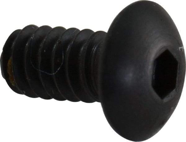 Unbrako - #4-40 UNC Hex Socket Drive, Button Screw - Alloy Steel, Black Oxide Finish, 1/4" Length Under Head - Exact Tool & Supply