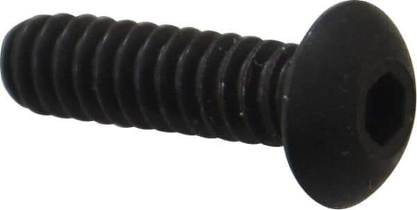 Unbrako - #6-32 UNC Hex Socket Drive, Button Screw - Alloy Steel, Black Oxide Finish, 1/2" Length Under Head - Exact Tool & Supply