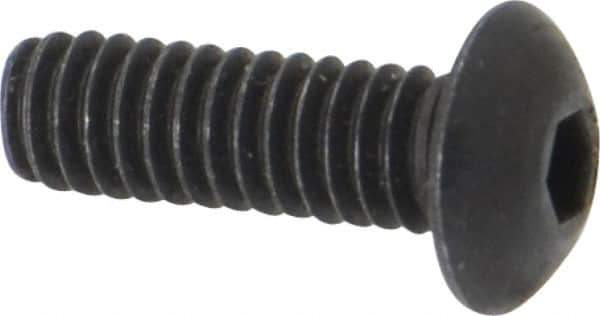 Unbrako - #8-32 UNC Hex Socket Drive, Button Screw - Alloy Steel, Black Oxide Finish, 1/2" Length Under Head - Exact Tool & Supply