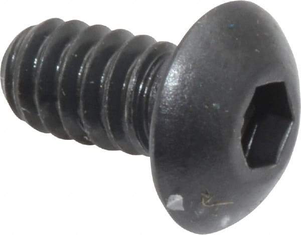 Unbrako - #10-24 UNC Hex Socket Drive, Button Screw - Alloy Steel, Black Oxide Finish, 3/8" Length Under Head - Exact Tool & Supply