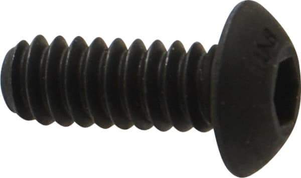Unbrako - #10-24 UNC Hex Socket Drive, Button Screw - Alloy Steel, Black Oxide Finish, 1/2" Length Under Head - Exact Tool & Supply