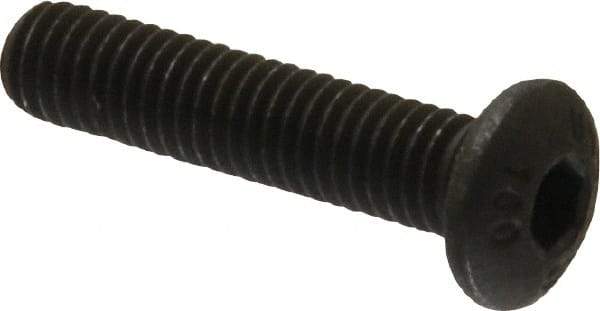 Unbrako - #10-32 UNF Hex Socket Drive, Button Screw - Alloy Steel, Black Oxide Finish, 7/8" Length Under Head - Exact Tool & Supply