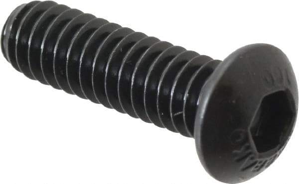 Unbrako - 1/4-20 UNC Hex Socket Drive, Button Screw - Alloy Steel, Black Oxide Finish, 7/8" Length Under Head - Exact Tool & Supply