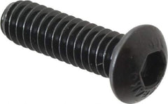 Unbrako - 1/4-20 UNC Hex Socket Drive, Button Screw - Alloy Steel, Black Oxide Finish, 7/8" Length Under Head - Exact Tool & Supply