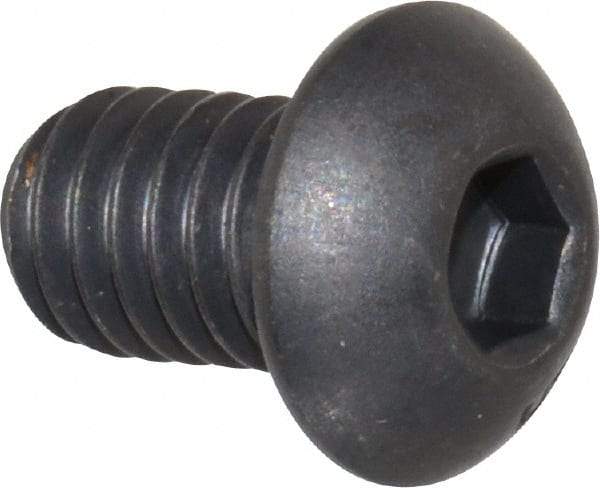 Unbrako - 5/16-18 UNC Hex Socket Drive, Button Screw - Alloy Steel, Black Oxide Finish, 1/2" Length Under Head - Exact Tool & Supply