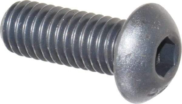 Unbrako - 3/8-16 UNC Hex Socket Drive, Button Screw - Alloy Steel, Black Oxide Finish, 1" Length Under Head - Exact Tool & Supply