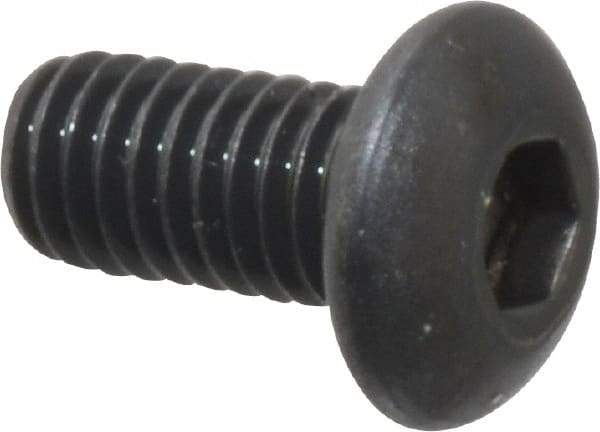 Unbrako - M3x0.50 Metric Coarse Hex Socket Drive, Button Screw - Alloy Steel, Black Oxide Finish, 6mm Length Under Head - Exact Tool & Supply