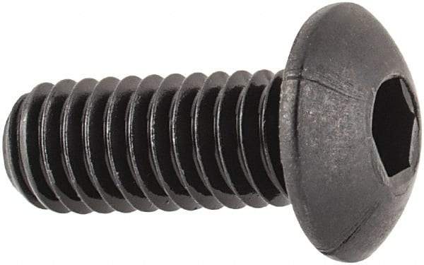 Unbrako - M4x0.70 Metric Coarse Hex Socket Drive, Button Screw - Alloy Steel, Black Oxide Finish, 10mm Length Under Head - Exact Tool & Supply
