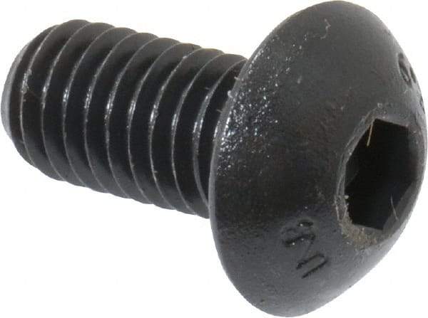 Unbrako - M5x0.80 Metric Coarse Hex Socket Drive, Button Screw - Alloy Steel, Black Oxide Finish, 10mm Length Under Head - Exact Tool & Supply
