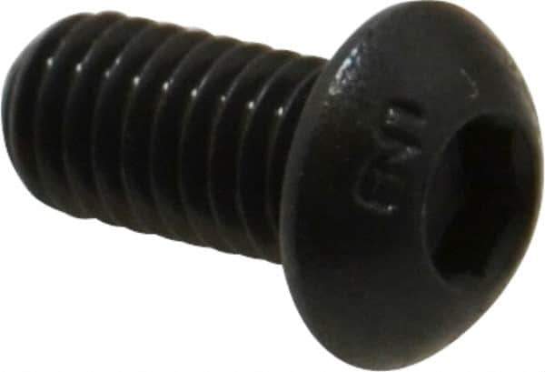 Unbrako - M6x1.00 Metric Coarse Hex Socket Drive, Button Screw - Alloy Steel, Black Oxide Finish, 12mm Length Under Head - Exact Tool & Supply