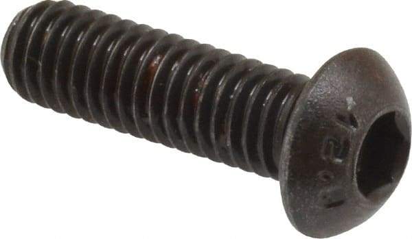 Unbrako - M6x1.00 Metric Coarse Hex Socket Drive, Button Screw - Alloy Steel, Black Oxide Finish, 20mm Length Under Head - Exact Tool & Supply