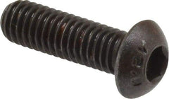 Unbrako - M6x1.00 Metric Coarse Hex Socket Drive, Button Screw - Alloy Steel, Black Oxide Finish, 20mm Length Under Head - Exact Tool & Supply
