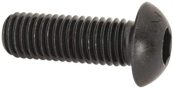 Unbrako - M12x1.75 Metric Coarse Hex Socket Drive, Button Screw - Alloy Steel, Black Oxide Finish, 35mm Length Under Head - Exact Tool & Supply