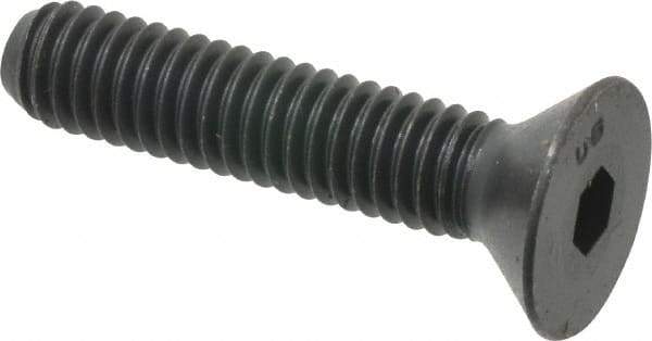 Unbrako - 5/16-18 UNC Hex Socket Drive, 82° Flat Screw - Alloy Steel, Black Oxide Finish, 1-1/2" OAL - Exact Tool & Supply