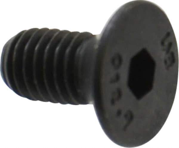 Unbrako - M5x0.80 Metric Coarse Hex Socket Drive, 90 to 92° Flat Screw - Grade 12.9 Alloy Steel, Black Oxide Finish, 10mm OAL - Exact Tool & Supply