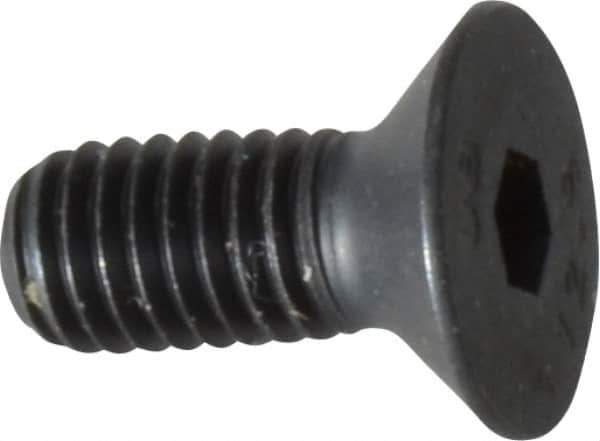 Unbrako - M5x0.80 Metric Coarse Hex Socket Drive, 90 to 92° Flat Screw - Grade 12.9 Alloy Steel, Black Oxide Finish, 12mm OAL - Exact Tool & Supply