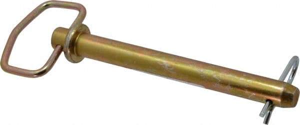 Made in USA - 3/4" Pin Diam, 7" Long, Zinc Plated Steel Pull Ring Hitch Pin - 6-1/4" Usable Length - Exact Tool & Supply