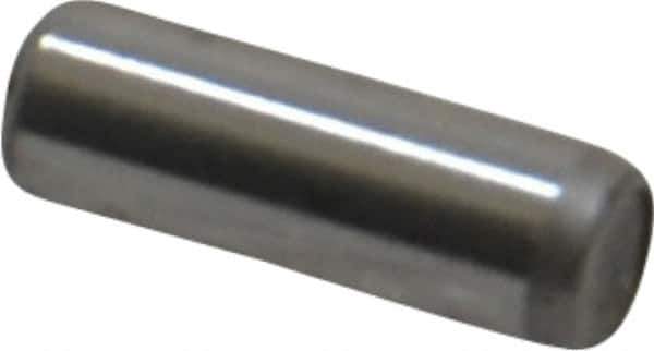 Unbrako - 1/8" Diam x 3/8" Pin Length Grade 8 Alloy Steel Oversized Dowel Pin - C 60 (Surface) & C 50-58 Hardness, 1,845 Lb Breaking Strength, 1 Beveled & 1 Rounded End - Exact Tool & Supply