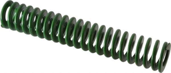 Associated Spring Raymond - 25mm Hole Diam, 12.5mm Rod Diam, 5-1/2" Free Length, Green Die Spring - 856.8 N Max Deflection, 56mm Max Deflection, Light Duty, Chromium Alloy Steel - Exact Tool & Supply