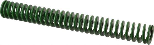 Associated Spring Raymond - 32mm Hole Diam, 16mm Rod Diam, 10" Free Length, Green Die Spring - 1275 N Max Deflection, 102mm Max Deflection, Light Duty, Chromium Alloy Steel - Exact Tool & Supply