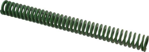 Associated Spring Raymond - 32mm Hole Diam, 16mm Rod Diam, 12" Free Length, Green Die Spring - 1256.6 N Max Deflection, 122mm Max Deflection, Light Duty, Chromium Alloy Steel - Exact Tool & Supply