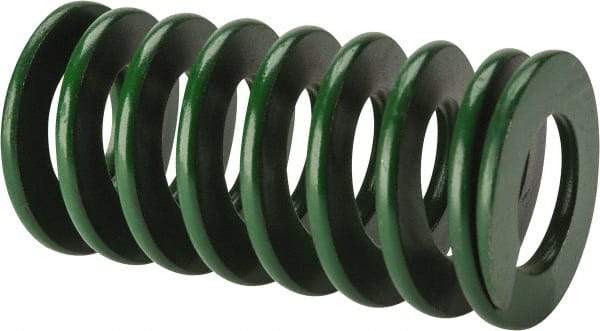 Associated Spring Raymond - 40mm Hole Diam, 20mm Rod Diam, 3" Free Length, Green Die Spring - 1890 N Max Deflection, 30mm Max Deflection, Light Duty, Chromium Alloy Steel - Exact Tool & Supply