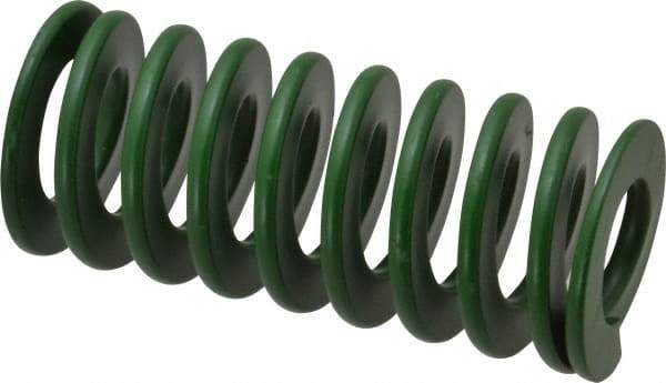 Associated Spring Raymond - 40mm Hole Diam, 20mm Rod Diam, 3-1/2" Free Length, Green Die Spring - 1785 N Max Deflection, 35mm Max Deflection, Light Duty, Chromium Alloy Steel - Exact Tool & Supply