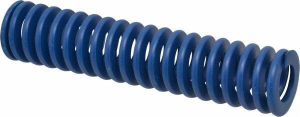 Associated Spring Raymond - 50mm Hole Diam, 25mm Rod Diam, 9" Free Length, Blue Die Spring - 4377.3999 N Max Deflection, 86mm Max Deflection, Medium Duty, Chromium Alloy Steel - Exact Tool & Supply