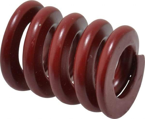 Associated Spring Raymond - 25mm Hole Diam, 12.5mm Rod Diam, 1-1/4" Free Length, Red Die Spring - 2851.2 N Max Deflection, 9.6mm Max Deflection, Strong Duty, Chromium Alloy Steel - Exact Tool & Supply