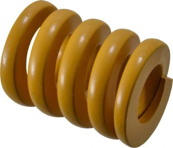 Associated Spring Raymond - 50mm Hole Diam, 25mm Rod Diam, 3" Free Length, Yellow Die Spring - 11344 N Max Deflection, 16mm Max Deflection, Extra Strong, Chromium Alloy Steel - Exact Tool & Supply