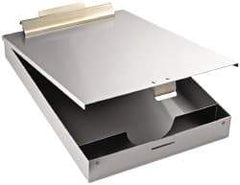 Saunders - 13-3/8 Inch Long x 9 Inch Wide x 1 Inch High, Clip Board - Silver - Exact Tool & Supply