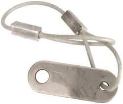 Made in USA - 6" Long, Steel Cable Loop & Tab with Hole End, Quick Release Pin Lanyard - 3/64" Cable Diam, 13/64" Hole Diam, Nylon Cable, Galvanized Finish - Exact Tool & Supply