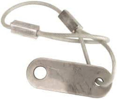 Made in USA - 6" Long, Steel Cable Loop & Tab with Hole End, Quick Release Pin Lanyard - 3/64" Cable Diam, 13/64" Hole Diam, Nylon Cable, Galvanized Finish - Exact Tool & Supply