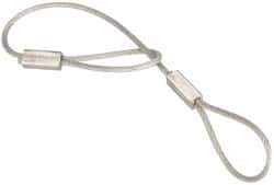 Made in USA - 6" Long, Steel Cable Loop & Loop End, Quick Release Pin Lanyard - 3/64" Cable Diam, Nylon Cable, Galvanized Finish - Exact Tool & Supply