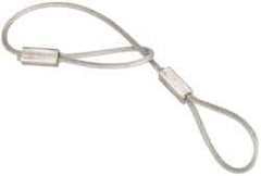Made in USA - 6" Long, Steel Cable Loop & Loop End, Quick Release Pin Lanyard - 3/64" Cable Diam, Nylon Cable, Galvanized Finish - Exact Tool & Supply