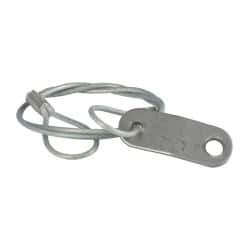 Made in USA - 18" Long, Steel Cable Loop & Tab with Hole End, Quick Release Pin Lanyard - 3/64" Cable Diam, 13/64" Hole Diam, Nylon Cable, Galvanized Finish - Exact Tool & Supply