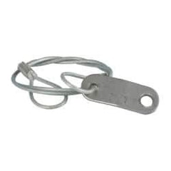 Made in USA - 18" Long, Steel Cable Loop & Tab with Hole End, Quick Release Pin Lanyard - 3/64" Cable Diam, 13/64" Hole Diam, Nylon Cable, Galvanized Finish - Exact Tool & Supply