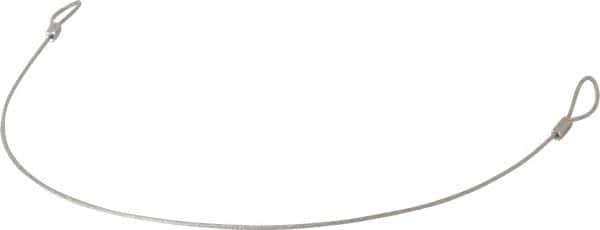 Made in USA - 18" Long, Steel Cable Loop & Loop End, Quick Release Pin Lanyard - 3/64" Cable Diam, Nylon Cable, Galvanized Finish - Exact Tool & Supply