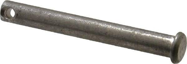Made in USA - 5/16" Pin Diam, 2-1/2" OAL, Standard Clevis Pin - 9/64" Hole, 2-23/64" Usable Length, Uncoated Stainless Steel - Exact Tool & Supply
