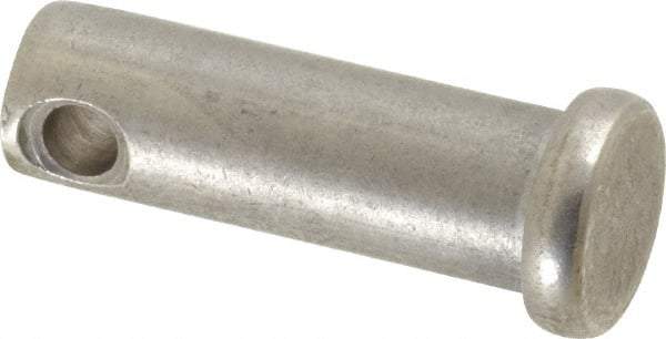 Made in USA - 3/8" Pin Diam, 1-1/8" OAL, Standard Clevis Pin - 5/32" Hole, 31/32" Usable Length, Uncoated Stainless Steel - Exact Tool & Supply