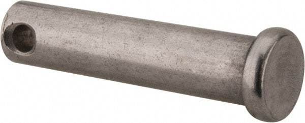 Made in USA - 3/8" Pin Diam, 1-5/8" OAL, Standard Clevis Pin - 5/32" Hole, 1-15/32" Usable Length, Uncoated Stainless Steel - Exact Tool & Supply